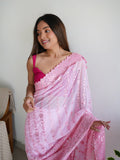 Pink Georgette Saree With Blouse Piece