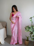 Pink Georgette Saree With Blouse Piece