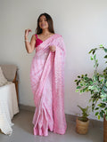 Pink Georgette Saree With Blouse Piece