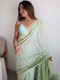 Green Georgette Saree With Blouse Piece