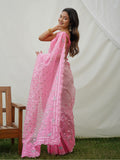 Pink Organza Saree With Blouse Piece