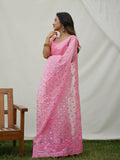 Pink Organza Saree With Blouse Piece