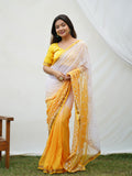 Yellow Georgette Saree With Blouse Piece