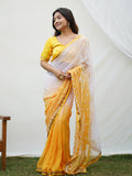 Yellow Georgette Saree With Blouse Piece