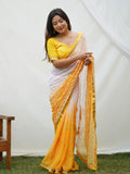 Yellow Georgette Saree With Blouse Piece