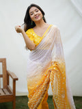 Yellow Georgette Saree With Blouse Piece