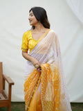 Yellow Georgette Saree With Blouse Piece