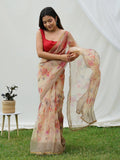 Brown Organza Saree With Blouse Piece