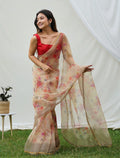 Brown Organza Saree With Blouse Piece