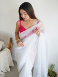 White Organza Saree With Blouse Piece