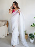 White Organza Saree With Blouse Piece