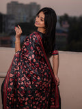 Black With Red Soft Kolam Silk Saree With Blouse Piece