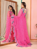 Pink Net Saree With Blouse Piece