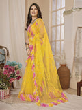 Yellow Net Saree With Blouse Piece