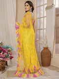 Yellow Net Saree With Blouse Piece