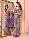 Pink Kota Doria Saree With Blouse Piece