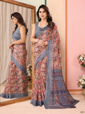 Grey Kota Doria Saree With Blouse Piece