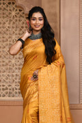 Yellow Raw Silk Saree With Blouse Piece