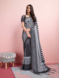 Grey Silk Blend Daily Wear Saree With Blouse Piece