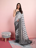 Grey Melange Silk Blend Daily Wear Saree With Blouse Piece