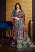 Wine Silk Warli Printed Saree