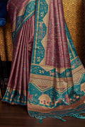 Wine Silk Warli Printed Saree