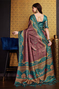 Wine Silk Warli Printed Saree