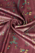 Wine Silk Warli Printed Saree