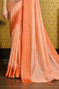 Orange Georgette Printed Saree With Blouse Piece