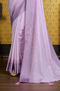 Purple Georgette Printed Saree With Blouse Piece