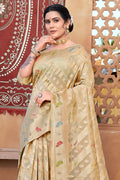 Tan Beige Organza Saree