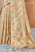 Tan Beige Organza Saree