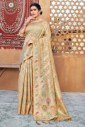 Tan Beige Organza Saree