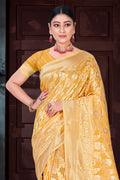 Mustard Cotton Saree With Blouse Piece