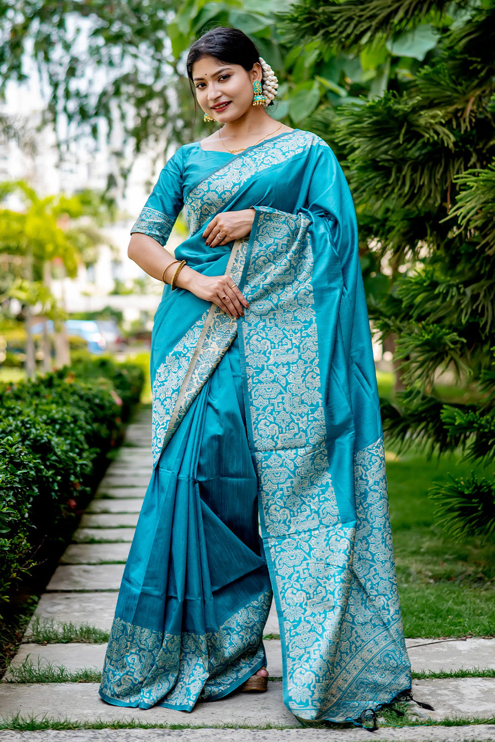 Festive, Traditional Blue color Banarasi Silk fabric Saree : 1900785