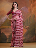 Pink Pure Georgette Festive Saree With Blouse Piece