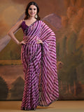 Purple Pure Georgette Festive Saree With Blouse Piece