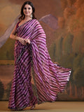 Purple Pure Georgette Festive Saree With Blouse Piece