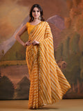 Yellow Pure Georgette Festive Saree With Blouse Piece