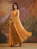 Yellow Pure Georgette Festive Saree With Blouse Piece