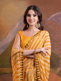 Yellow Pure Georgette Festive Saree With Blouse Piece