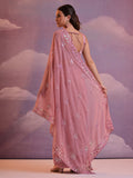 Pink Pure Georgette Party Wear Saree With Blouse Piece