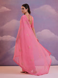 Pink Pure Georgette Festive Saree With Blouse Piece