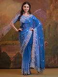 Ombre Pure Georgette Party Wear Saree With Blouse Piece