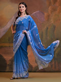 Ombre Pure Georgette Party Wear Saree With Blouse Piece