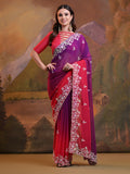 Ombre Pure Georgette Festive Saree With Blouse Piece