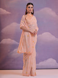 Peach Pure Georgette Party Wear Saree With Blouse Piece