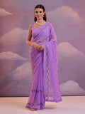 Lavender Pure Georgette Party Wear Saree With Blouse Piece