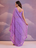 Lavender Pure Georgette Party Wear Saree With Blouse Piece