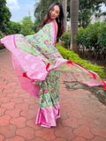 Pink Tussar  Saree With Blouse Piece